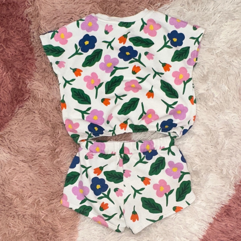 Cat & Jack White Floral Two-Piece Set with Pink, Blue, Green & Orange - Picture 3 of 5